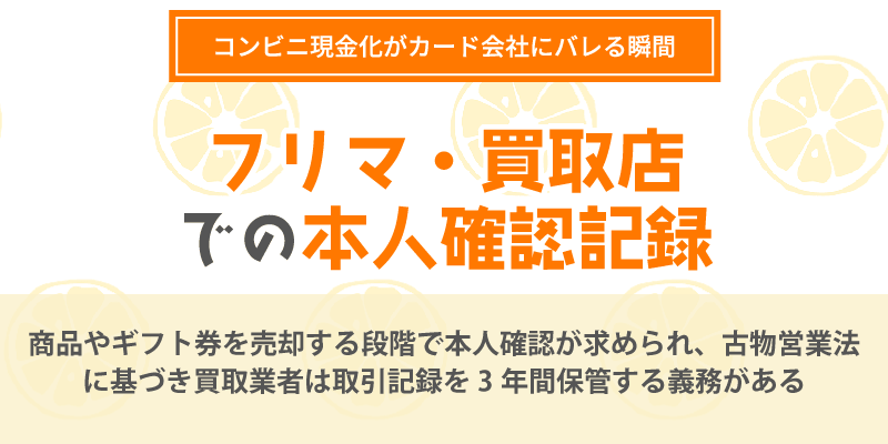 フリマ・買取店での本人確認記録